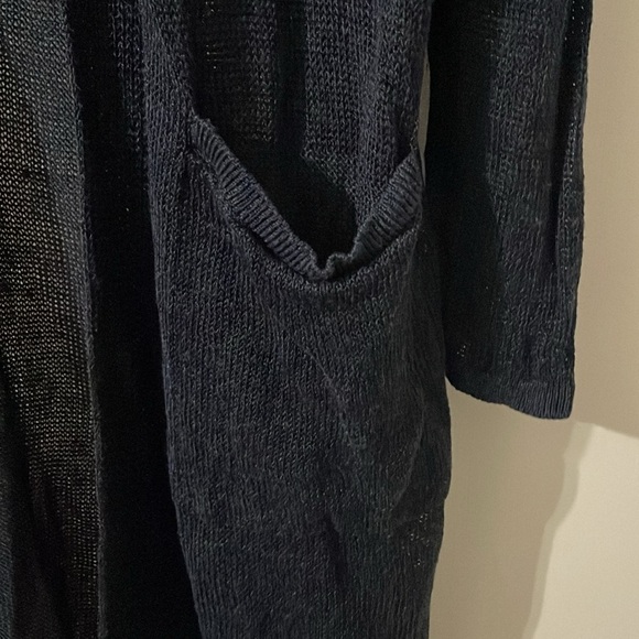 J. JILL Eve Long Open Front Linen Blend Cardigan in Blue Size M - Picture 5 of 8